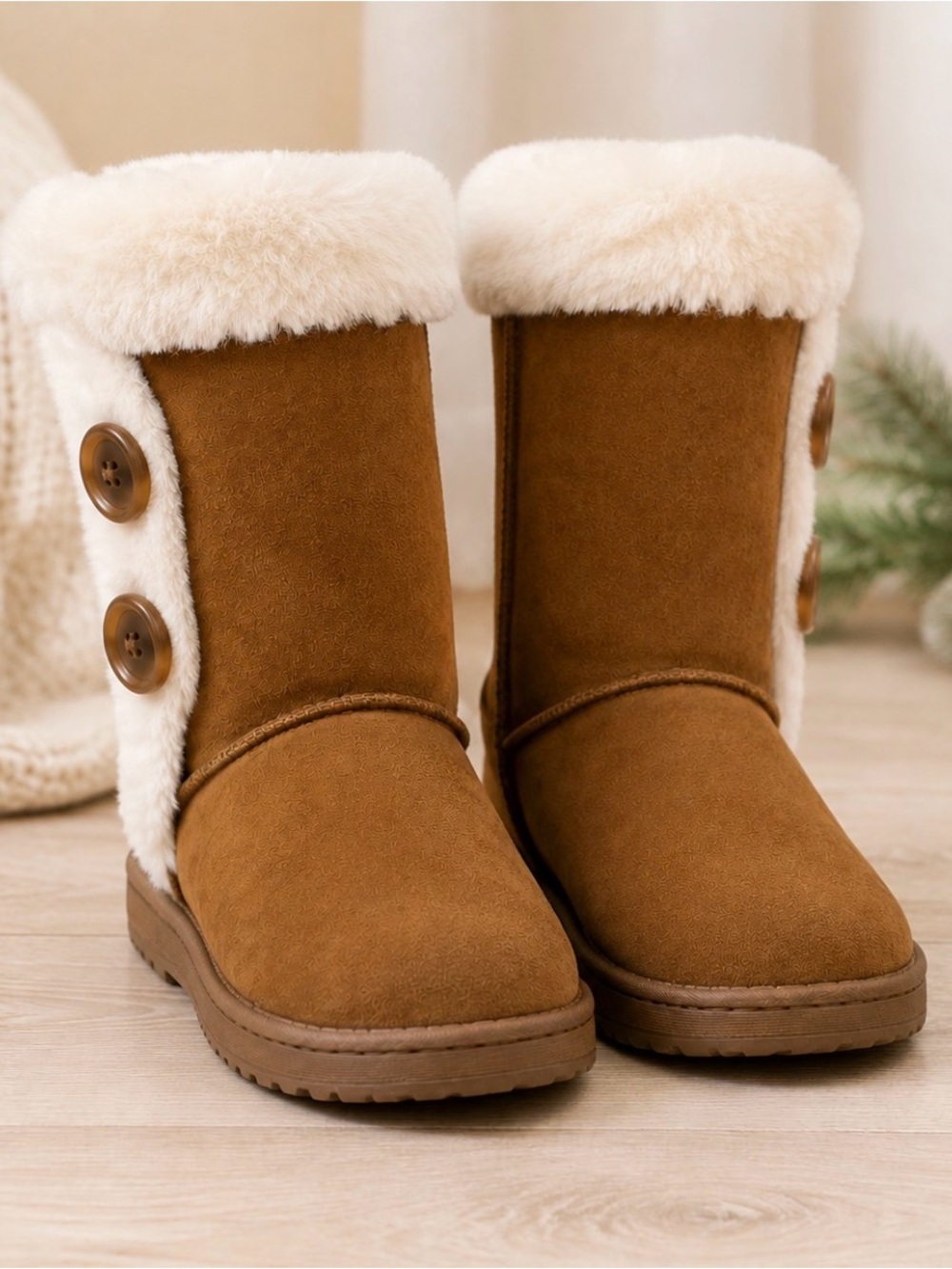 NEW SO Abigail Chestnut Faux Fur Winter Boots Women’s Size 7. BR